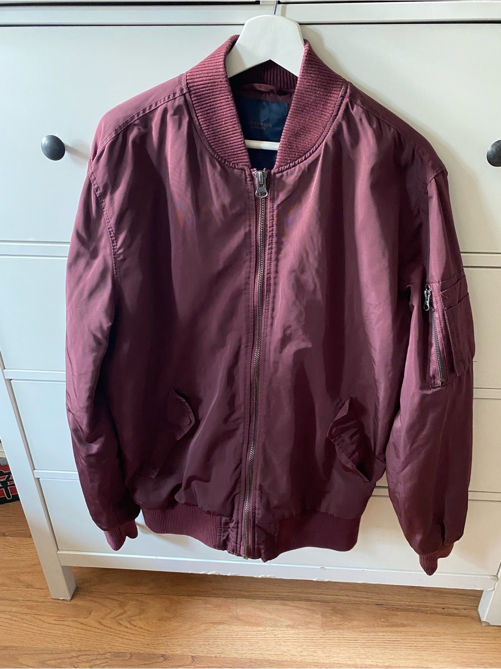Cotton On Men's Bomber Jacket in Burgundy